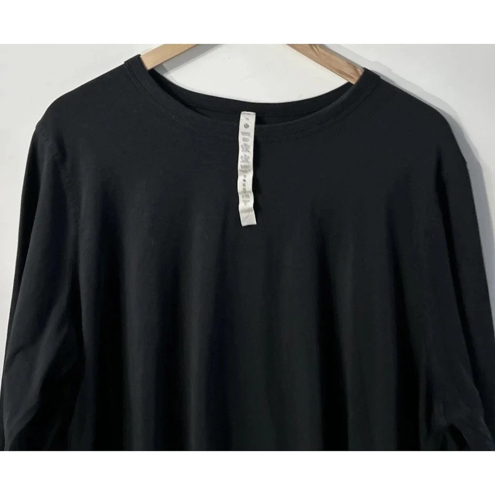 lululemon Classic-Fit Cotton-Blend Long-Sleeve Shirt Black  Sz 18